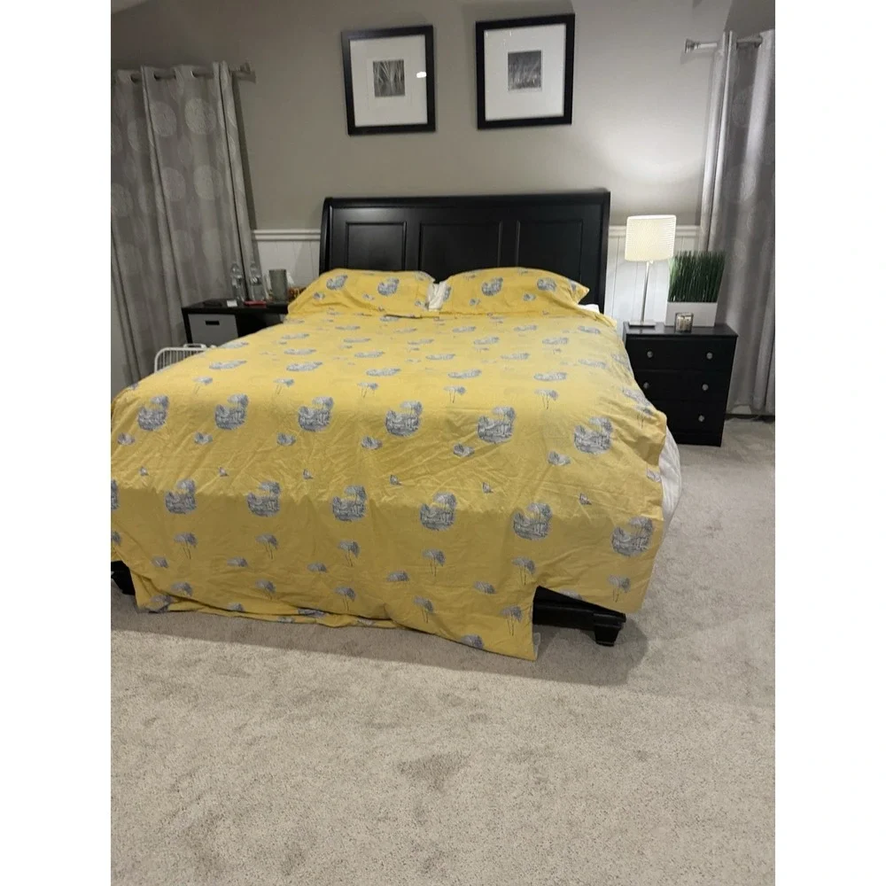 Yves Delorme Paris Queen Reversible Duvet Cover + 2 Shams Luxury Percale France